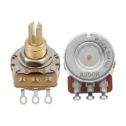 FLEOR 2pcs A250K Guitar Pots Full Size Potentiometers Brass Long Split Shaft