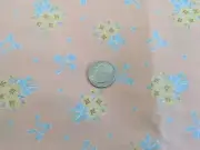 1Yd/44" cotton VTG KATTY ORR Fab. Light Peach w/Turquoise-Yellow Print BTY, NEW