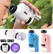60-120X Mini Pocket Microscope Kit Laboratory Handheld Microscope with Magnifier