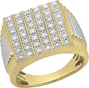 [Dazzlingrock Collection] 0.50 Carat (ctw) Round White Diamond Mens Anniversary Wedding Band 1/2 CT, Yellow Gold Plated Sterling Silver