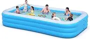 Big Inflatable Pool for Adults，Lylting 145"x74"x22" Extra Large Thickened Blow Up Swimming Pool with Repair Patch, Full Size Family Inflatable Pools for Backyard Lawn Indoor Outdoor（Pump not Inclued）