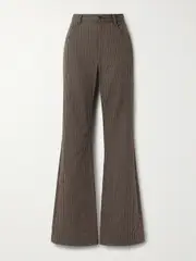 [Nili Lotan] Nili Lotan - Roe Striped Cotton-twill Flared Pants - Brown - 24 24 Brown