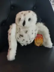 OWL PUPPET Folkmanis Snowy Plush Full Body New Head Turns Wings Fold White.