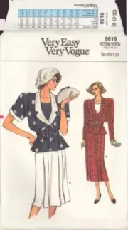 Vogue 9616 Sewing Pattern, Jacket, Skirt & Top Size 8-10-12 Uncut Factory Folded