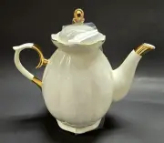 GRACE'S TEAWARE OFF WHITE,CREAM FINE PORCELAIN,GOLD TRIM TEA,COFFEE POT,TEAPOT
