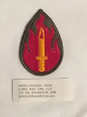 63rd INF DIV REGIONAL SUPPORT COMMAND BLOOD & FIRE SHOULDER INSIGNIA UNIT PATCH