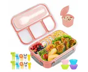 4 Compartments Bento Lunch Box Food Storage Containers Pink