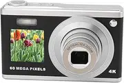 Digital Camera, FHD 60MP 4K Dual Screen Selfie Camera, Digital Point and Shoot Camera with 16X Zoom, Auto Focus, Anti Shake, Portable Compact Vlog Camera (Black)