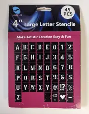 Large Letter 4" Stencils Set 45 pcs Reusable Painting Alphabet Punctuation