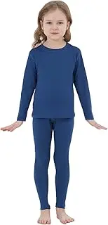 [PISIQI] Girls Thermal Underwear Set Ultra Soft Long Underwear Kids Fleece Lined Winter Warm Base Layer Long Johns Set