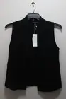 EILEEN FISHER HIGH COLLAR VEST 100% ORGANIC COTTON QUILTED OPEN FRONT BLACK XXS
