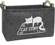 Cat Toy Box, Cat Toy Storage Basket with Handles, Felt Pet Toy Basket Pet Supplies Storage Bin, Perfect for Organizing Cat Toys and Accessories