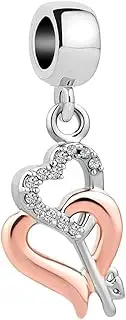 [OutstandLong] Key to My Heart for Pandora Bracelets Rose Gold Forever and Always Dangle Bead for Mom Women Mothers Day Gift, Metal, base