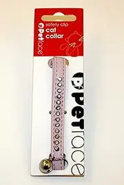 Petface Sparkly Cat Collar with Safety Clip and Bell, Baby Pink