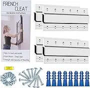 French Cleat Hanger 6 Inch Heavy Duty- 4 Pack - Picture, Mirror, Whiteboard, Cabniet, Shelf, Pallet or Panel Interlocking Wall Mounting Bracket - Aluminum Z Bar Clip Hanger Supports 60 lbs