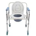Bedside Commode Chair Adjustable Height Brake Universal Wheels Bedside Potty