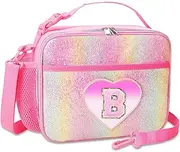 [RHCPFOVR] Kids Initial Lunch Bag - Insulated Lunch Box for Boys Girls,Washable Lunch Bag and Reusable Toddler Leak-proof Lunchbox for School and Daycare B
