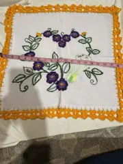 Tablecloth, Small Square Table Toppers, handmade Embroidered Background (19 × 18