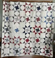 Handmade Full Size Whirlybird Stars Pattern Quilt