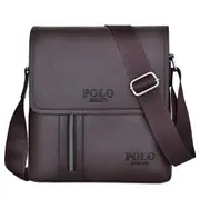 Men Business Black Shoulder Crossbody Bag PU Leather Handbag Capacity Retro Messenger Bag