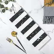 Patelai Multi-Purpose Striped Marble Cheese and Cutting Board 6" x 16" Marble Serving Tray Stone Checkered Cutting Board for Kitchen Easy To Clean