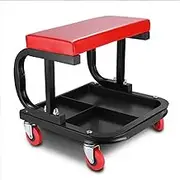 Workshop Stool Shop Seat Rolling Creeper with Classified Tool Tray and Cushioned Seat Padded Rolling Workshop Stool