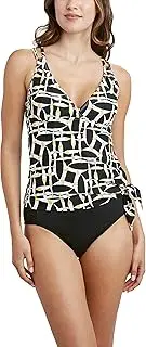 [Tahari] Women's Standard Double Strap Convertible Tie Tankini Swimsuit