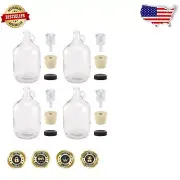 Durable 1 Gallon Glass Fermenting Jugs with Handle - Perfect for Home Brewing