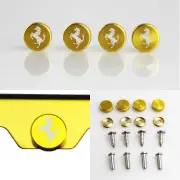 Laser Etched 4 Gold Aluminum Ferrari License Plate Frame Fastener Screws Cap (for: Ferrari)
