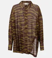 [The Attico] The Attico Zebra-print cotton muslin shirt AU 14 green