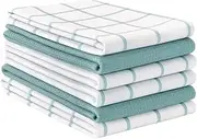 LANE LINEN Kitchen Towels Set - 6 Pack Aqua Dish Towels for Drying Dishes, 18”x 28”, Absorbent Cotton Kitchen Hand Towels