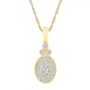 10k Yellow Gold Round Diamond Oval Pendant 1/5 Cttw