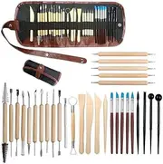 AIMALL 30PCS Clay Sculpting Carving Pottery Tool Set Bag Kit Modelling DIY Sculpture，Durable Metal & Wood Handles with Storage Bag