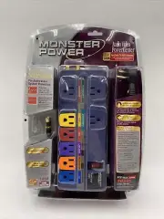Monster Power Center AV800 Audio Video Surge Protector 8 Multi-Color Outlets. F1