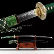 Japanese Katana Folded Clay Tempered Real Hamon Brass OX Horn Sheath Sword Sharp