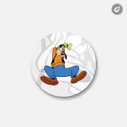 Goofy Cartoon Relax | 4'' X 4'' Round Decorative Magnet
