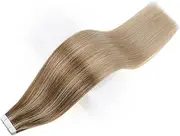 Hair Extension Tape in Human Hair Extensions Balayage Blonde Color Omber Human Hair Skin Weft Glue on Seamless Machine remy by HUANGYUZHENZHI (Color : 10 16 16, Items per Package : 20 pcs)