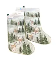 2 Rachel Zoe New Stocking Christmas Evergreen Trees Beaded Stag Deer