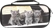Konix Mythics Kitten and Piano Protective Case and Carry Bag for Nintendo Switch, Switch Lite and Switch OLED - 8 Game Storage