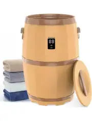 Keenhot 23L Large Towel Warmer Bucket with LED Display Timer and Handles, Brown