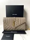 New Saint Laurent YSL Large Tri Quilt Leather Wallet on Chain Retail: $1950