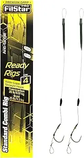 Carp Fishing Combi Rig Wide Gape Fishing Hook N4, Fluorocarbon Leader 20 cm, Аnti Tangle Sleeve, Braiding Line - Pop Up Fishing Bait - Boilies Hair Rig - Carp Fishing Accessories - Carp