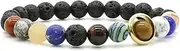 [ONLYJUMP] Planet Bracelet Solar System Universe Galaxy Bracelet Handmade Natural Stone Bead Bracelet String Adjustable Astronomy Gifts Bangle for Women Men Kids