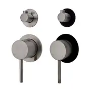 Kaya Wall Diverter Mixer, Brushed Nickel, Small Round Plates