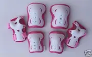 Kid's Roller Blading Wrist Elbow Knee Pads Blades Guard 6 PCS Set in Light Pink