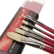 Oil Acrylic Paint Brushes Set. 100% Natural Chungking Hog Hair Bristle in Portab