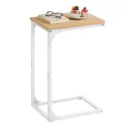 C-Shaped End Table, Small Side Table for Couch, 1 Almond Yellow + Cloud White
