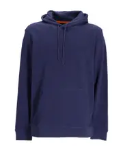 logo-patch cotton hoodie L Blue
