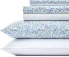 Elegant Queen Percale Weave Sheet Set - Floral & Striped in Jaynie Design