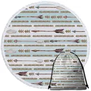 Light Blue Stripes Arrows Design Round Beach Towel
